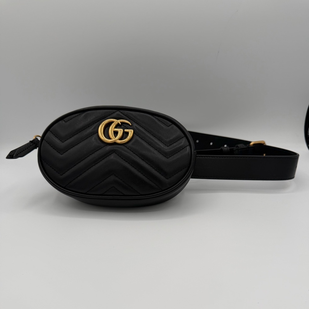Gucci GG Marmont Matelassé Belt Bag Black Leather Crossbody - Picture 4 of 5